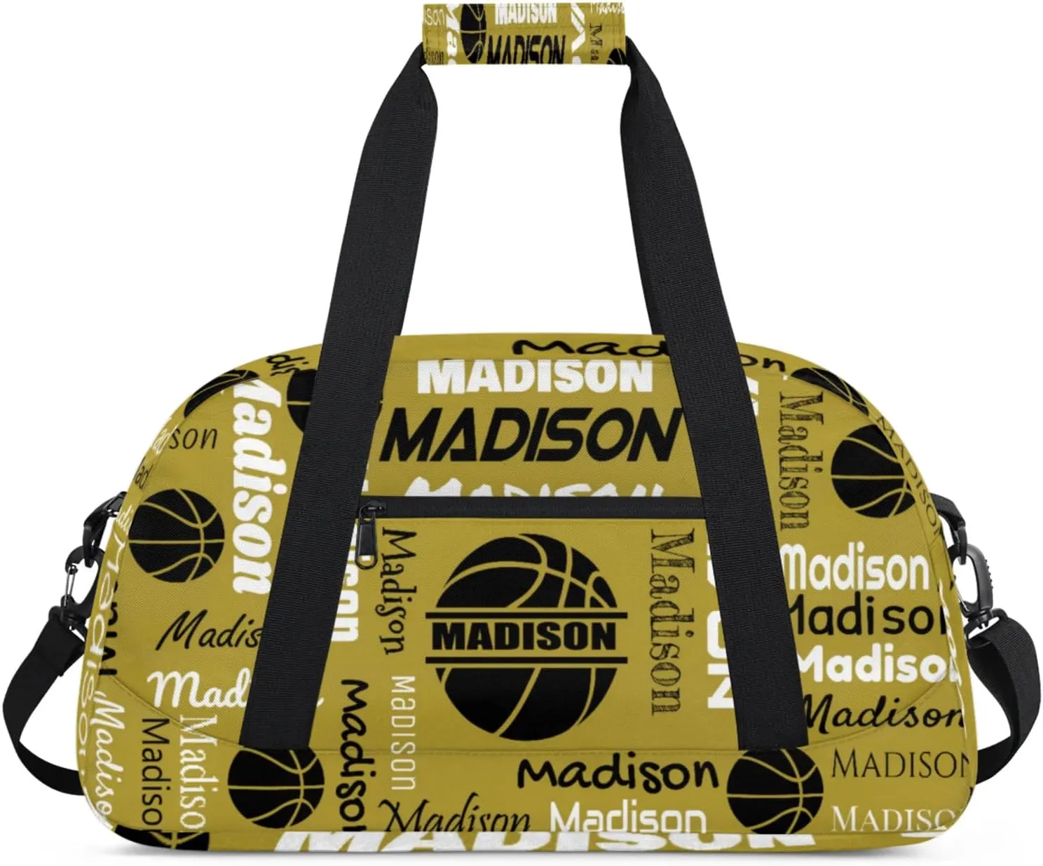 Custom Basketball Gym Duffel Bag for Women Men, Personalized Name Travel Sport Bags Customized Balls Weekender Bag, Brown