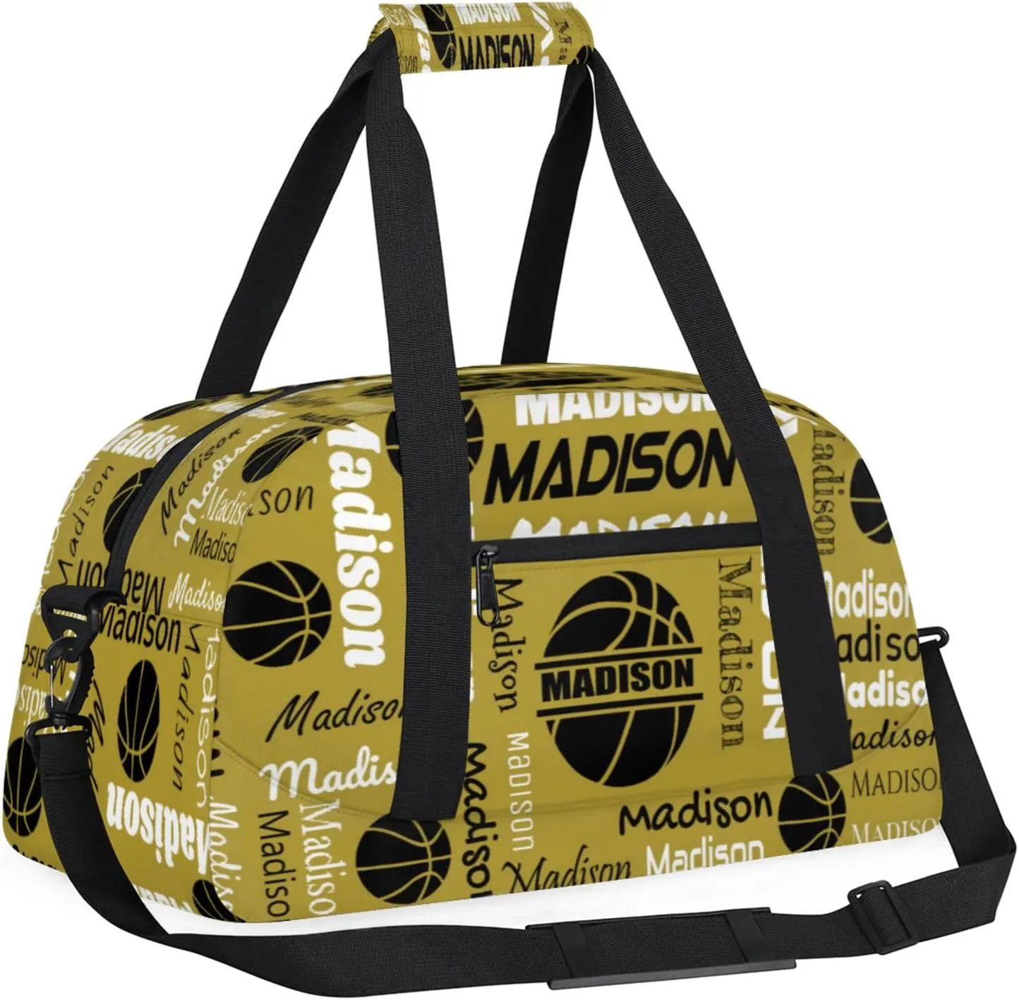 Custom Basketball Gym Duffel Bag for Women Men, Personalized Name Travel Sport Bags Customized Balls Weekender Bag, Brown