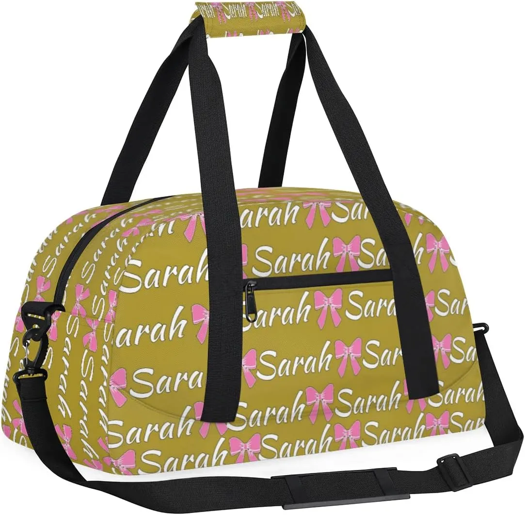 Custom Cheer Bag Girl Sport Duffel Bag, Personalized Cheerleaders Gym Bag, Customized Travel Duffle Bag with Name, Overnight Weekender Bags, Brown, Cheerleading Gifts