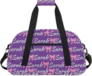 Custom Cheer Bag Girl Sport Duffel Bag, Personalized Cheerleaders Gym Bag, Customized Travel Duffle Bag with Name, Overnight Weekender Bags, Dark Purple, Cheerleading Gifts