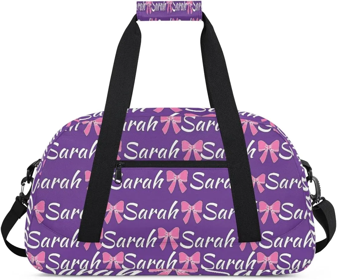 Custom Cheer Bag Girl Sport Duffel Bag, Personalized Cheerleaders Gym Bag, Customized Travel Duffle Bag with Name, Overnight Weekender Bags, Dark Purple, Cheerleading Gifts