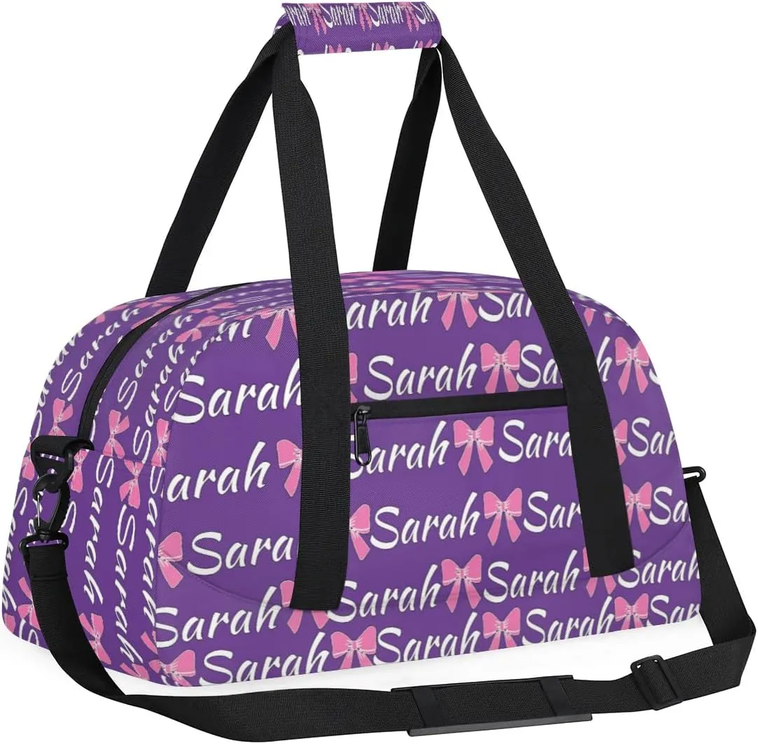 Custom Cheer Bag Girl Sport Duffel Bag, Personalized Cheerleaders Gym Bag, Customized Travel Duffle Bag with Name, Overnight Weekender Bags, Dark Purple, Cheerleading Gifts