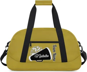 Custom Cheer Duffel Bags, Personalized Cheerleader Sport Bag with Name, Customized Gymnastics Dance Travel Bag Overnight Weekender Bags, Brown