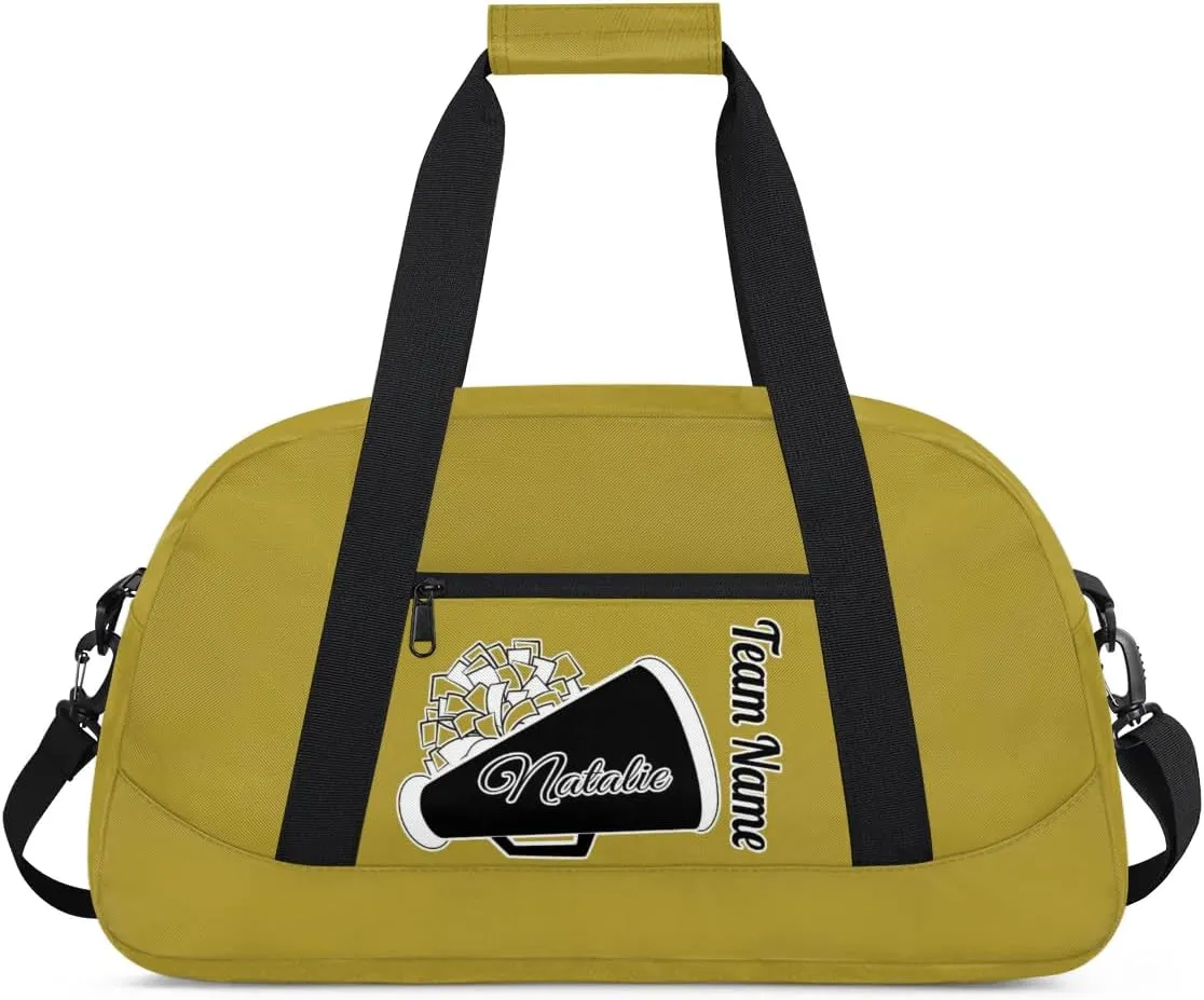 Custom Cheer Duffel Bags, Personalized Cheerleader Sport Bag with Name, Customized Gymnastics Dance Travel Bag Overnight Weekender Bags, Brown