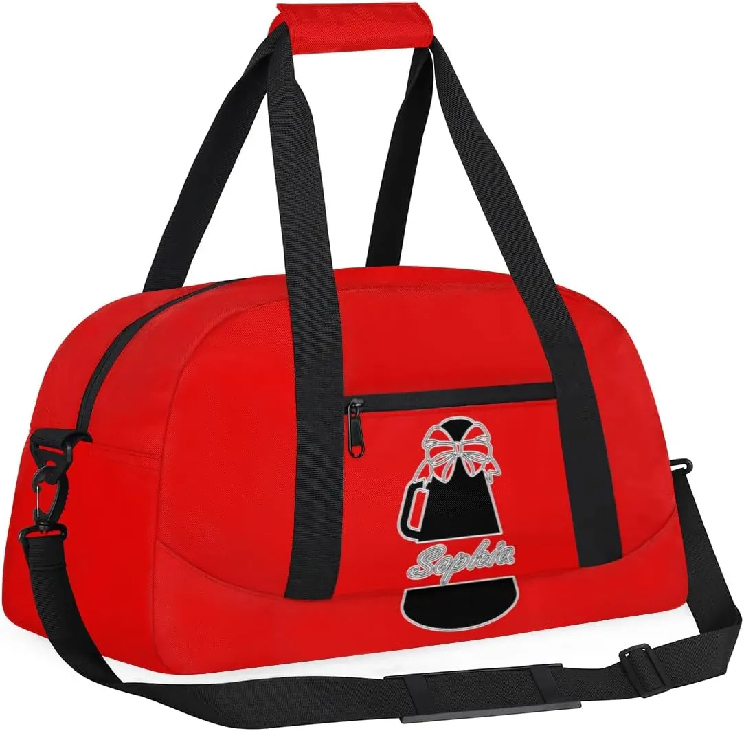 Custom Cheer Duffel Bags, Personalized Dance Sport Bags with Name, Customized Cheerleader Travel Bag Overnight Weekender Bags, Coral Red A Gymnastics Gifts