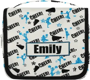 Custom Cheer Makeup Bag Cosmetic Cheerleading Case Personalized Cheer Toiletry Bags Cheerleader Gifts Travel Toiletry Bag with Hanging Hook, Blue