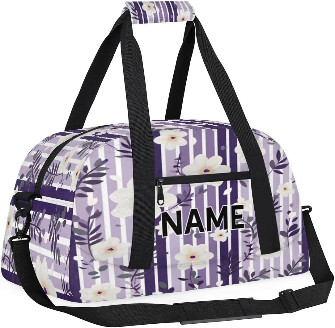 Custom Farmhouse Spring Summer Small Gym Bag 18 inch for Women Men Personalized Flowers Carry On Overnight Weekender Bag for Travel Work Dance Sport