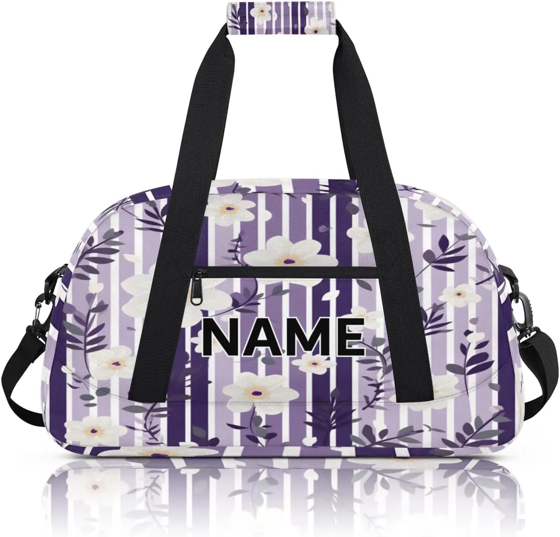 Custom Farmhouse Spring Summer Small Gym Bag 18 inch for Women Men Personalized Flowers Carry On Overnight Weekender Bag for Travel Work Dance Sport