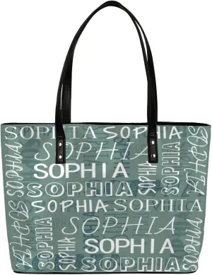 Custom Women's Tote Bag, PU Leather Personalized Shoulder Beach Bags Weekender Bag Shopper Handbag