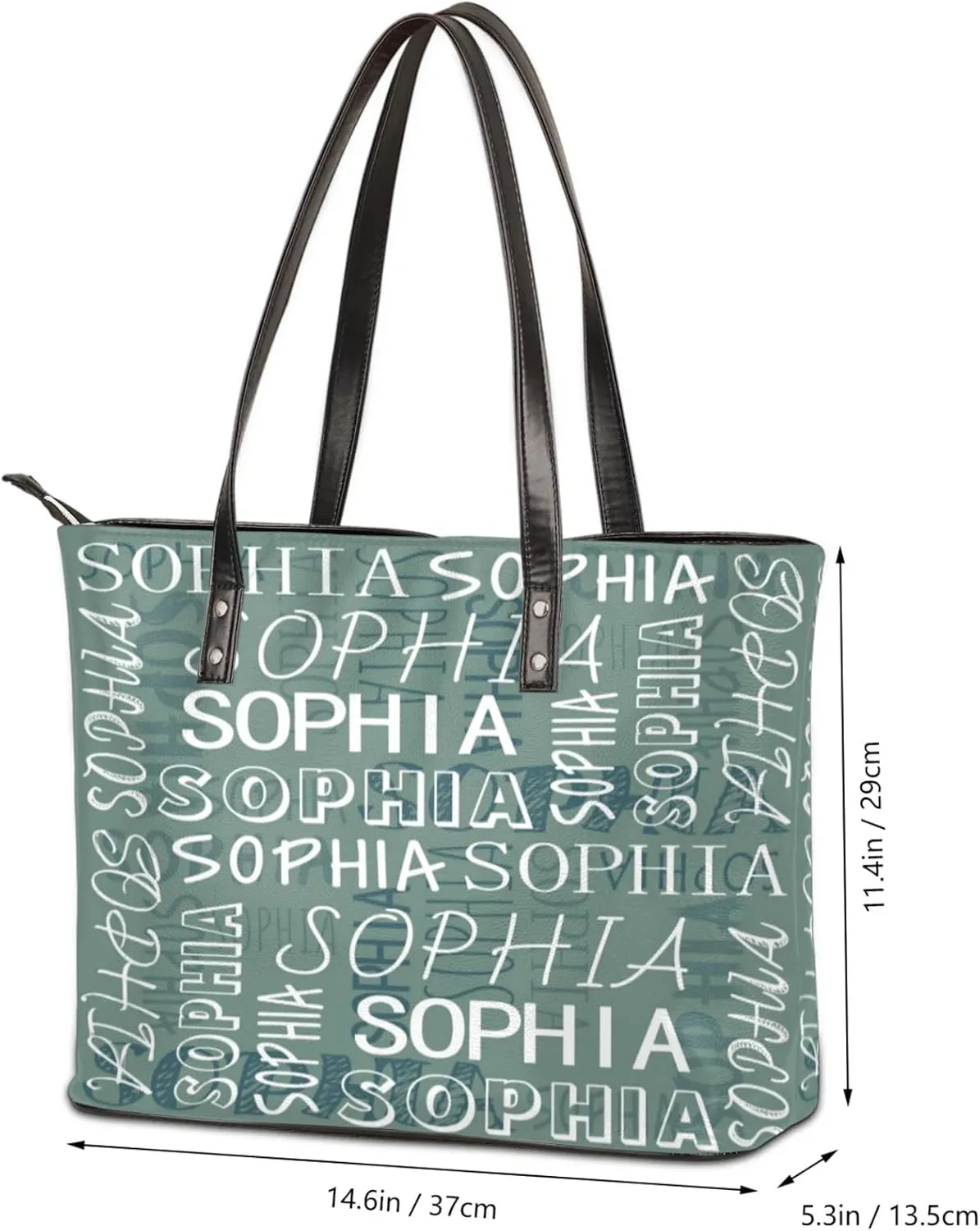 Custom Women's Tote Bag, PU Leather Personalized Shoulder Beach Bags Weekender Bag Shopper Handbag