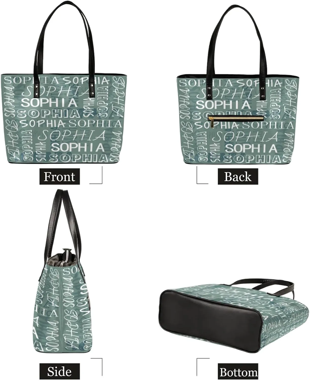 Custom Women's Tote Bag, PU Leather Personalized Shoulder Beach Bags Weekender Bag Shopper Handbag
