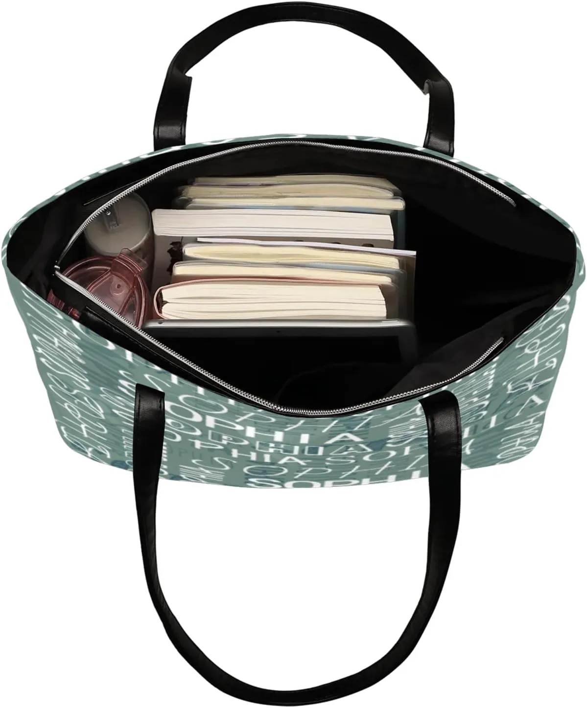 Custom Women's Tote Bag, PU Leather Personalized Shoulder Beach Bags Weekender Bag Shopper Handbag