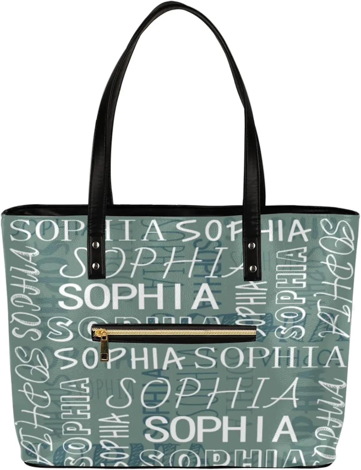 Custom Women's Tote Bag, PU Leather Personalized Shoulder Beach Bags Weekender Bag Shopper Handbag