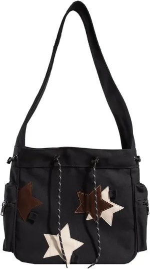 Cute Kawaii Messenger Bag Canvas Crossbody Bag Aesthetic Shoulder Bag for Women Men Flap Messenger Bag