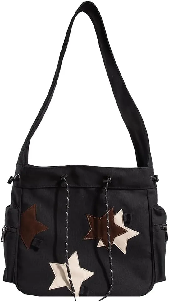 Cute Kawaii Messenger Bag Canvas Crossbody Bag Aesthetic Shoulder Bag for Women Men Flap Messenger Bag