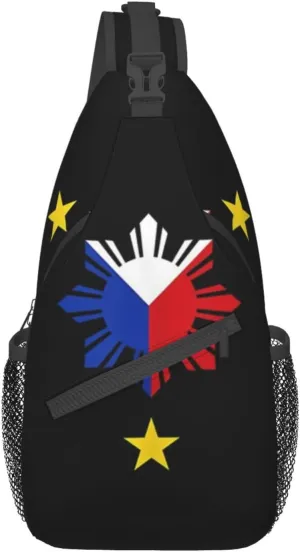 Cute Philippines Flag Crossbody Sling Backpack Sling Bag Travel Hiking Chest Bag Filipino Daypack for Women Men
