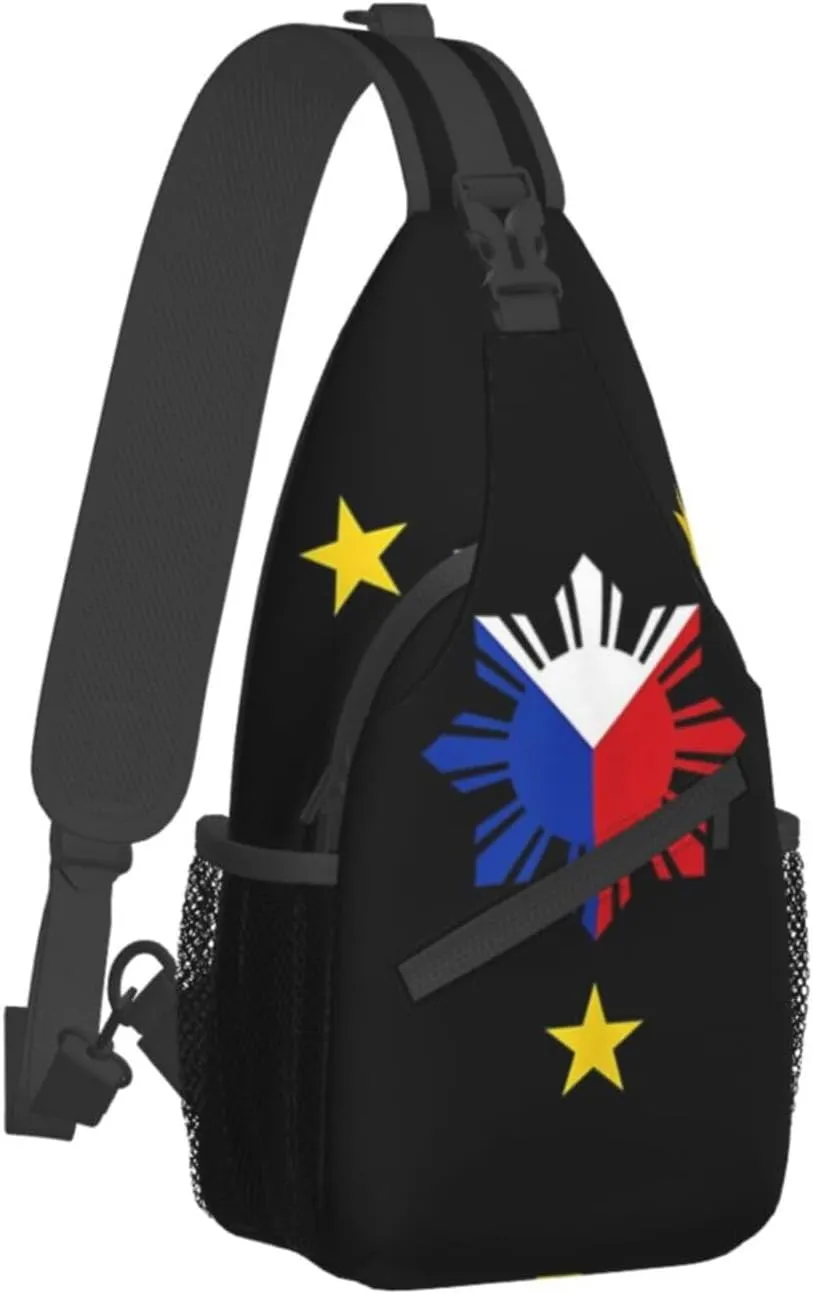 Cute Philippines Flag Crossbody Sling Backpack Sling Bag Travel Hiking Chest Bag Filipino Daypack for Women Men