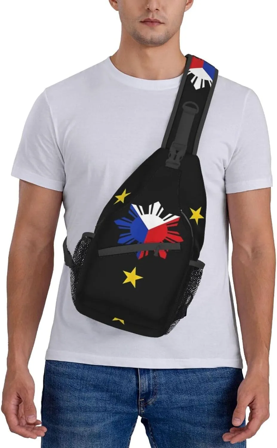 Cute Philippines Flag Crossbody Sling Backpack Sling Bag Travel Hiking Chest Bag Filipino Daypack for Women Men