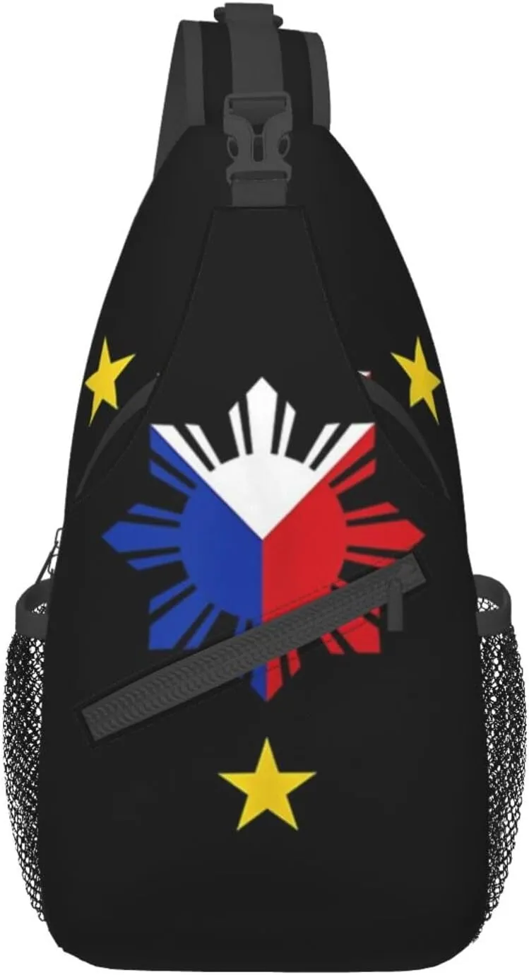 Cute Philippines Flag Crossbody Sling Backpack Sling Bag Travel Hiking Chest Bag Filipino Daypack for Women Men