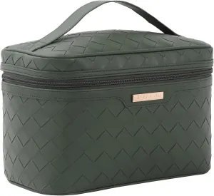 Dajasan Makeup Bag Cosmetic Bag, Travel Makeup Bag, Large Capacity Makeup Organizer Case, Large Toiletry Bag for Women Girls, PU Leather Waterproof 11.81 x 6.7 x 7.09 Inch (Green)