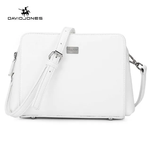 DAVIDJONES faux leather female crossbody solid shoulder bag