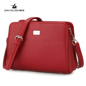 DAVIDJONES faux leather female crossbody solid shoulder bag