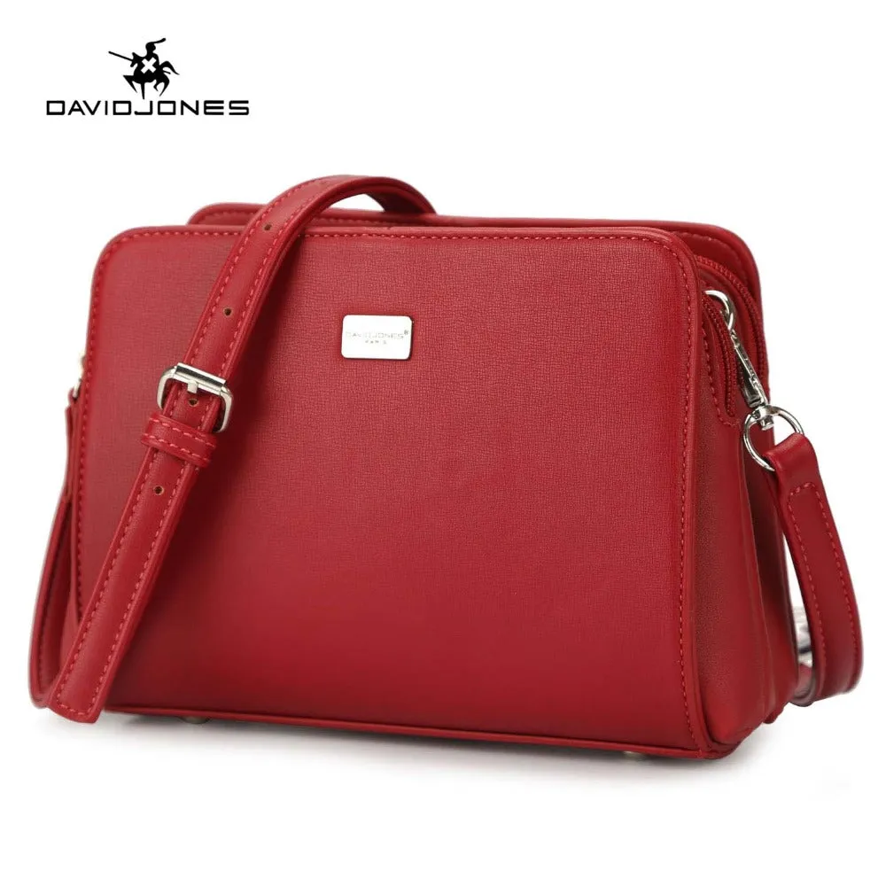 DAVIDJONES faux leather female crossbody solid shoulder bag