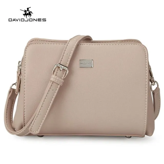 DAVIDJONES faux leather female crossbody solid shoulder bag