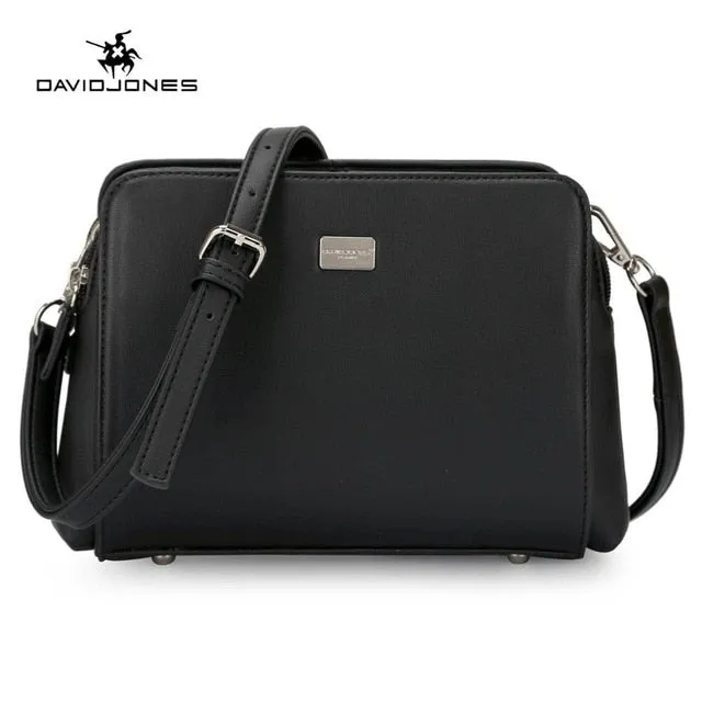 DAVIDJONES faux leather female crossbody solid shoulder bag