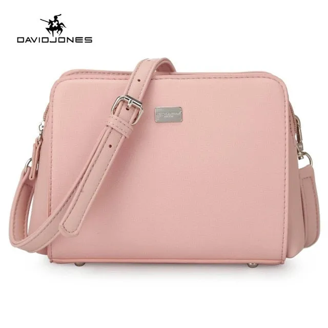 DAVIDJONES faux leather female crossbody solid shoulder bag