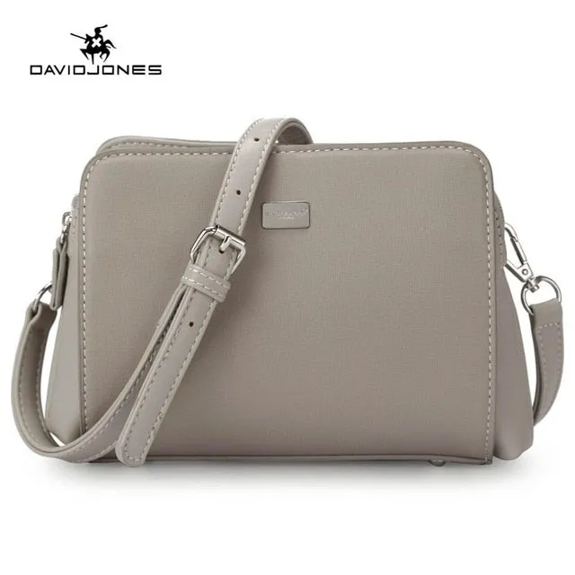 DAVIDJONES faux leather female crossbody solid shoulder bag