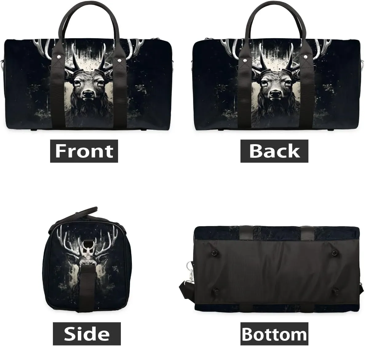 Deer Animals Cute Travel Duffel Bag for Women Men Waterproof Foldable Overnight Weekender Bag Large Capacity Sports Gym Bag