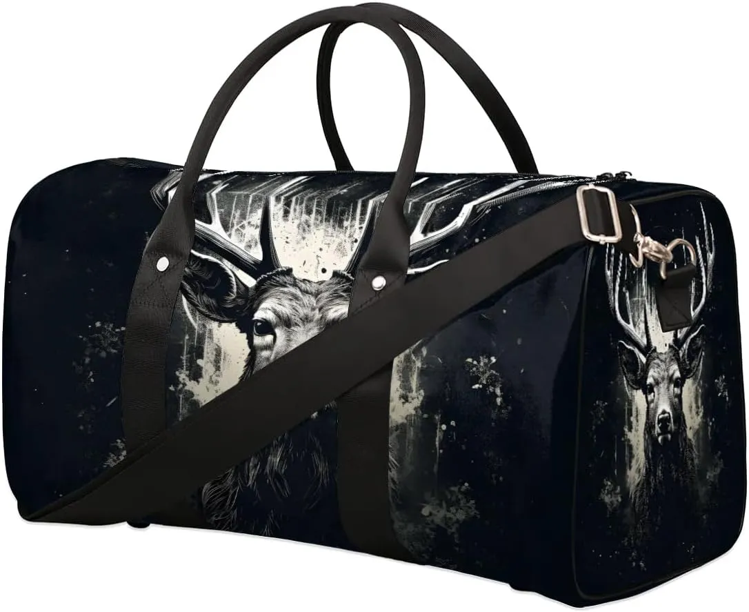 Deer Animals Cute Travel Duffel Bag for Women Men Waterproof Foldable Overnight Weekender Bag Large Capacity Sports Gym Bag