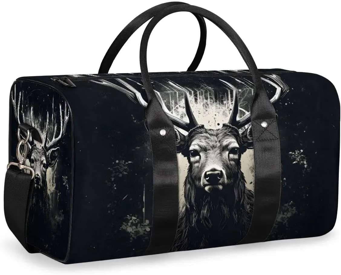 Deer Animals Cute Travel Duffel Bag for Women Men Waterproof Foldable Overnight Weekender Bag Large Capacity Sports Gym Bag