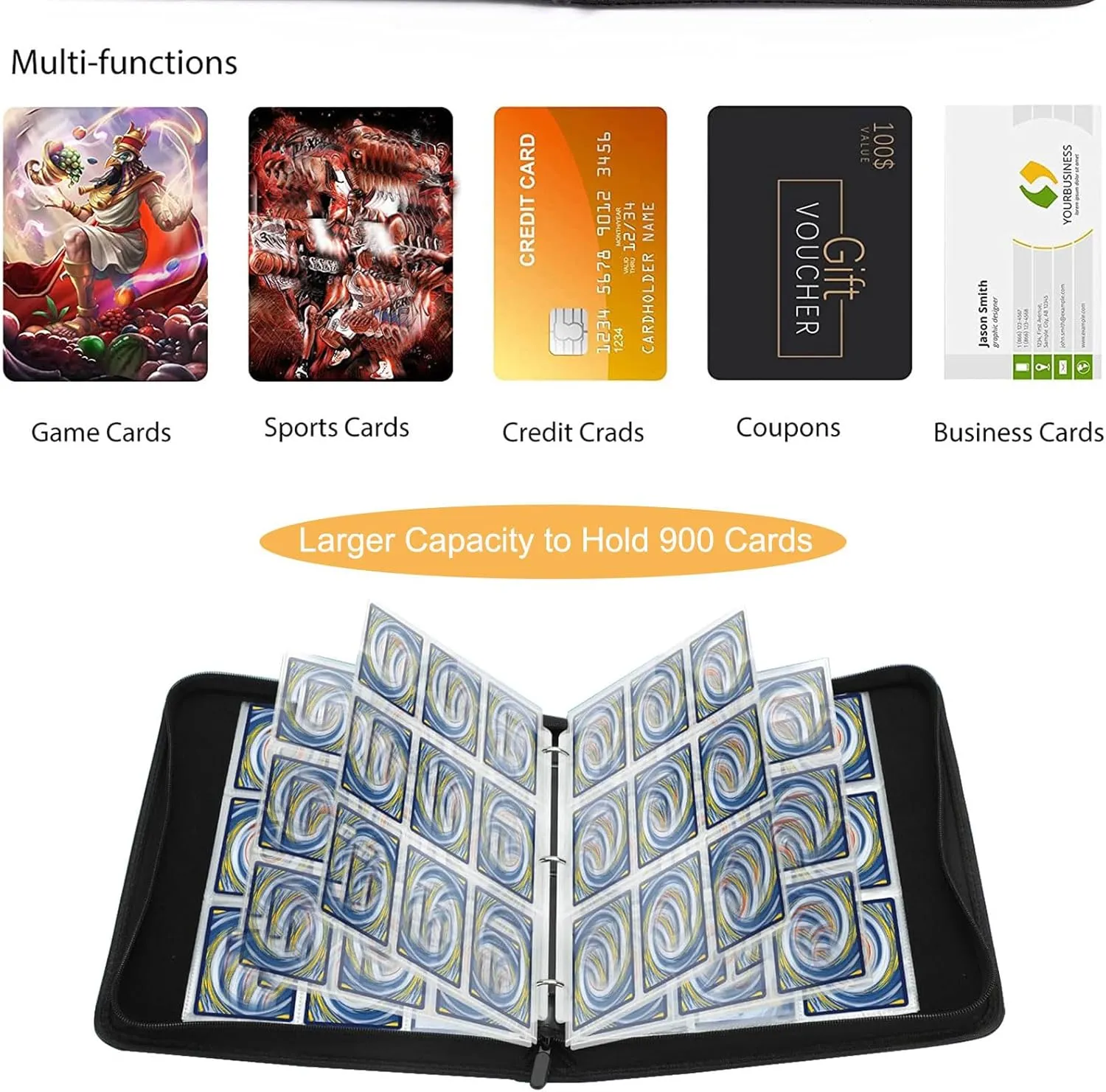 Deluxe Ice & Fire Dragon Trading Card Binder, 9-Pocket Zipper Album with 900 Card Loading Pockets, Perfect for Card Fans and Enthusiasts, Collectible Card Storage Albums, Cases & Sleeves