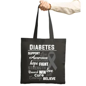 Diabetes Support Gift for Live Overcome Fight Awareness Navy Black Multicolor Canvas Tote Bag