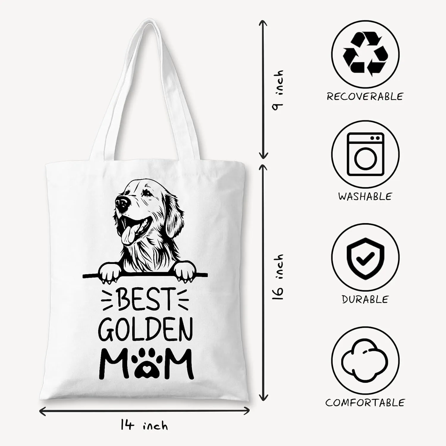 Dog Mom Canvas Tote Bag for Women, Dogs Lover Gift for Dog Mom, Birthday Christmas Dog Themed Gifts For Women.