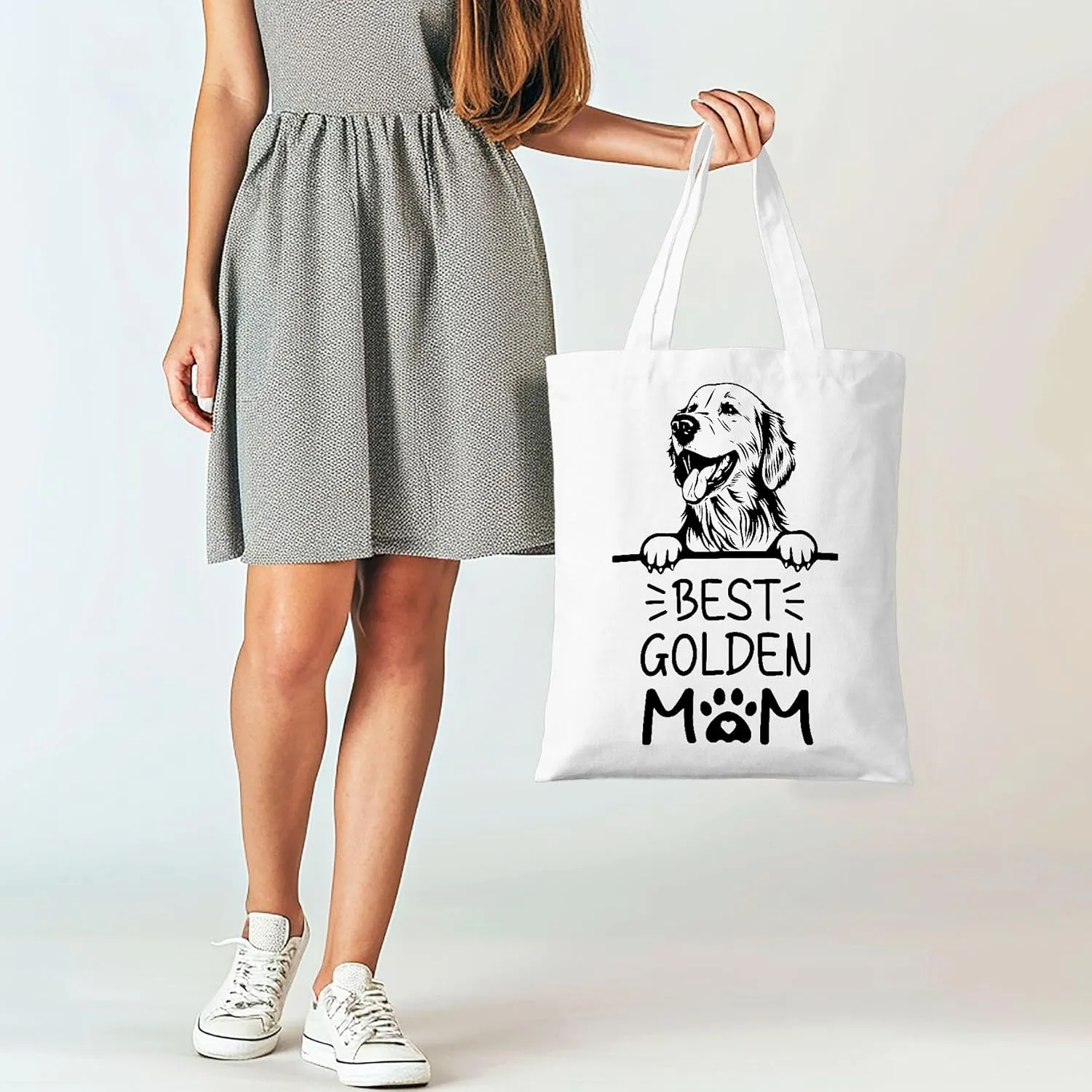 Dog Mom Canvas Tote Bag for Women, Dogs Lover Gift for Dog Mom, Birthday Christmas Dog Themed Gifts For Women.