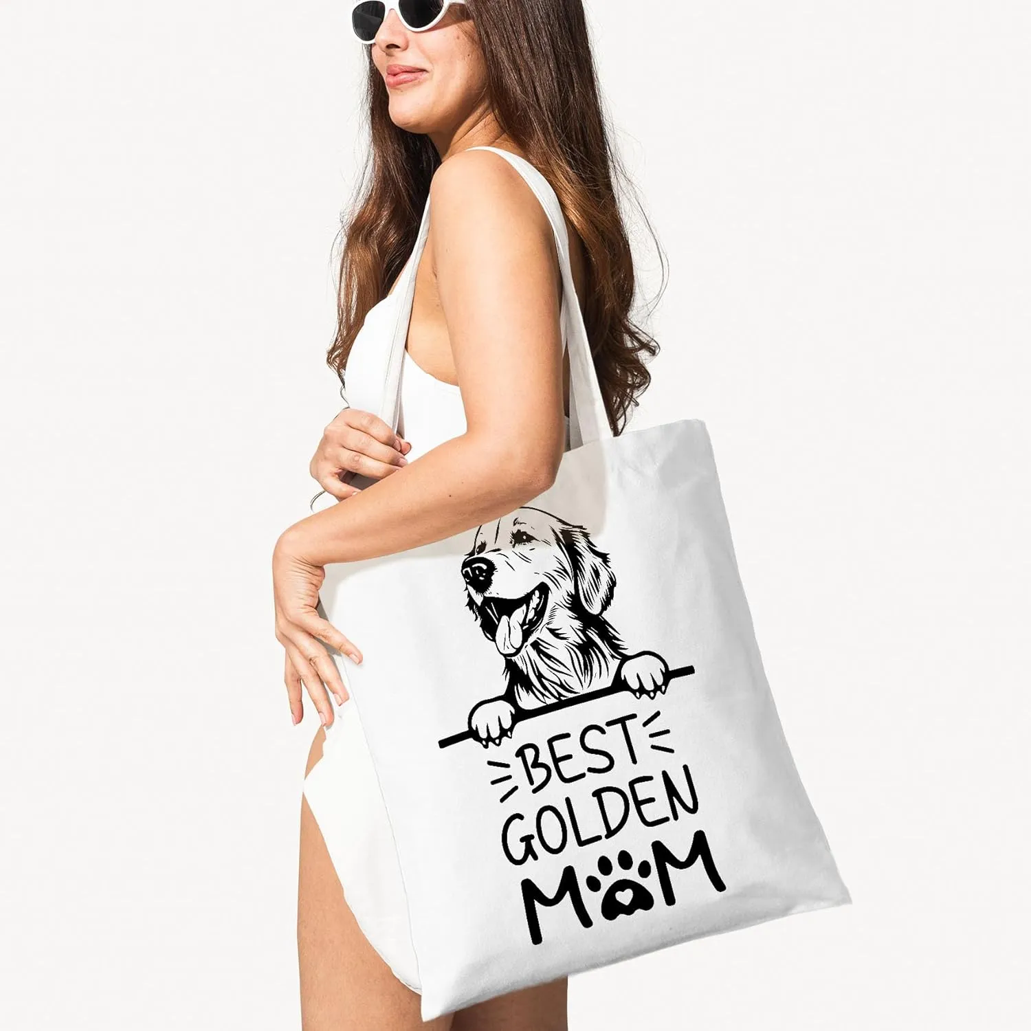 Dog Mom Canvas Tote Bag for Women, Dogs Lover Gift for Dog Mom, Birthday Christmas Dog Themed Gifts For Women.