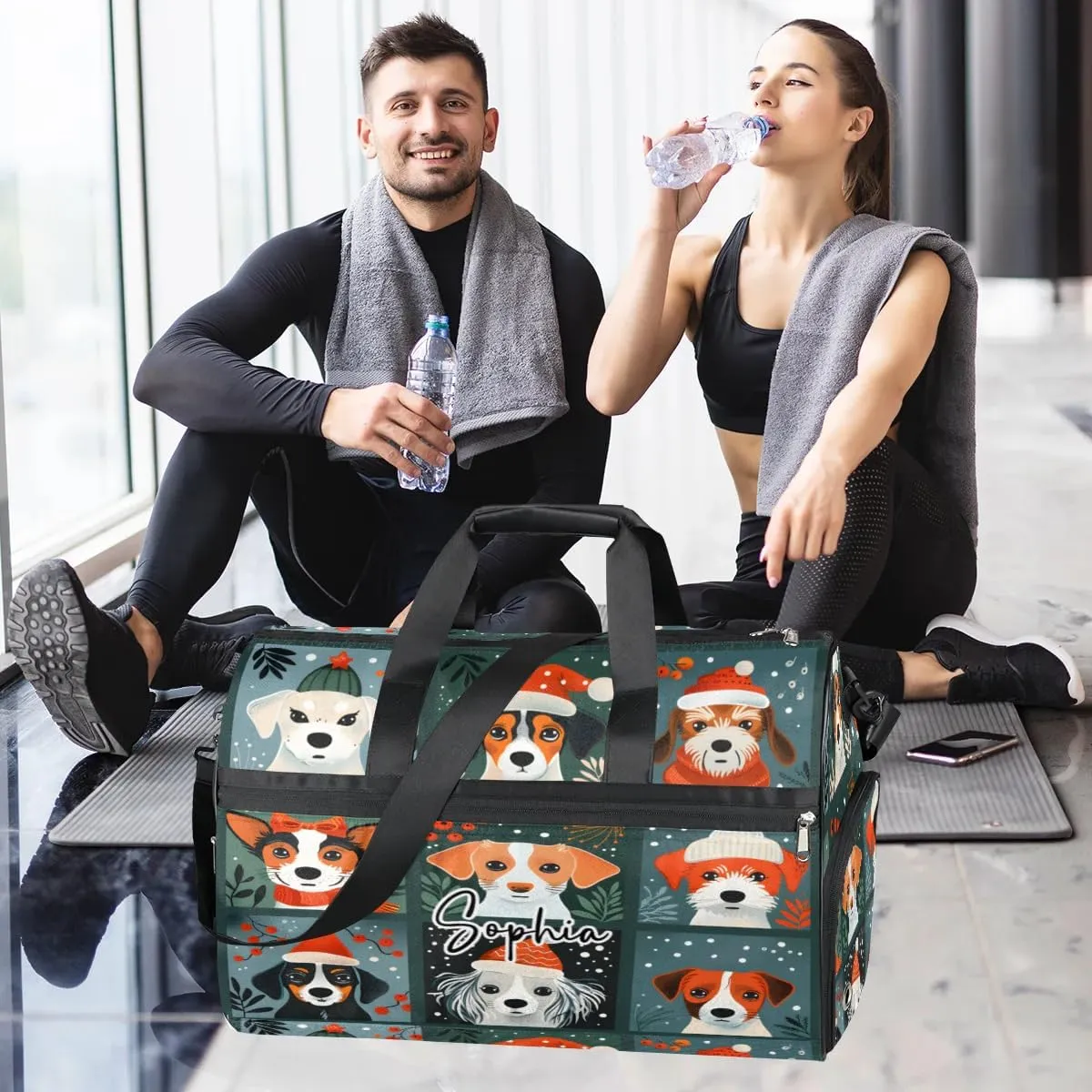 Dogs Large Gym Bag Custom Duffel Bag for Women Luggage Bag for Adults Weekender Carry on Duffle Bags Men Football Bags for Equipment