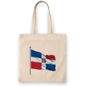 Dominican Republic Flagpole Gift for Proud Country Friends White Multicolor Canvas Tote Bag