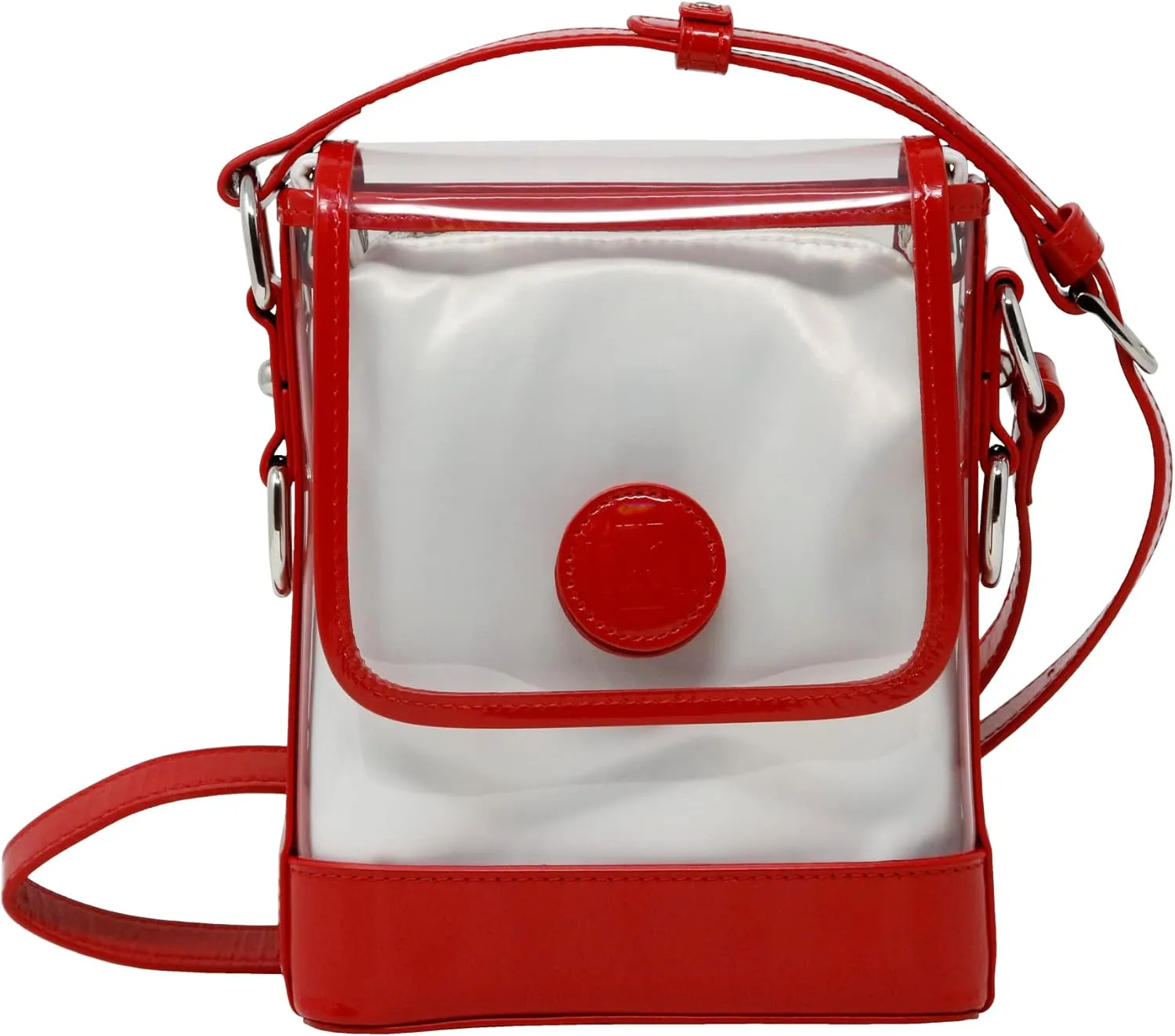 DOMINIE Clear Small Satchel Holographic Leather Trim with Removable Interchangeable Liner