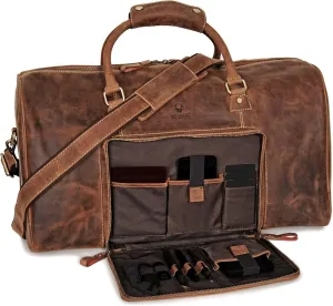 DONBOLSO Weekender Naples I Handcrafted Leather Men's Travel Bag I Genuine Leather Duffle Bag I Carry-on Luggage Overnight Gym I XXL with 51 Litres I Classic Donbolso Vintage Brown