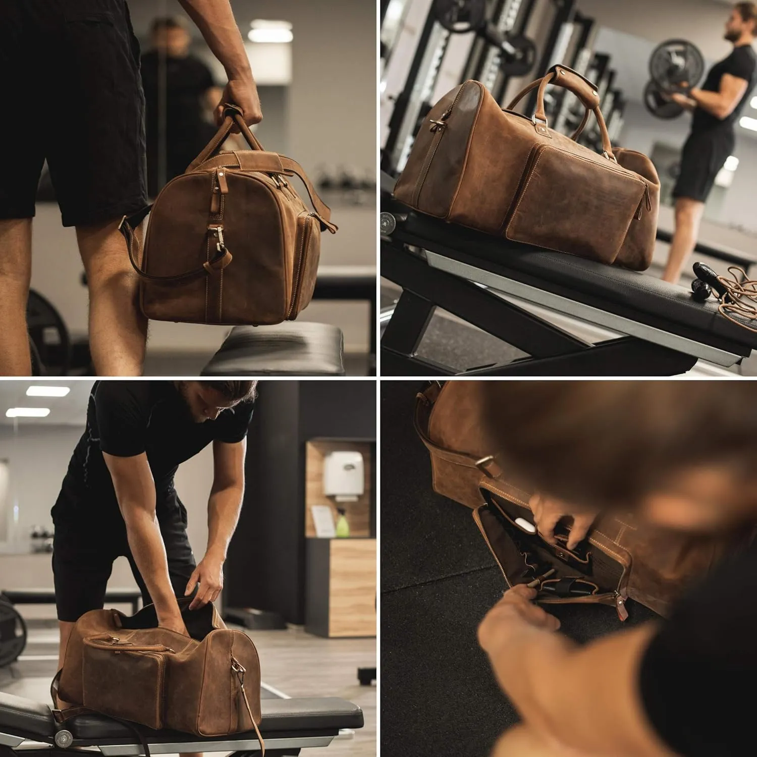 DONBOLSO Weekender Naples I Handcrafted Leather Men's Travel Bag I Genuine Leather Duffle Bag I Carry-on Luggage Overnight Gym I XXL with 51 Litres I Classic Donbolso Vintage Brown