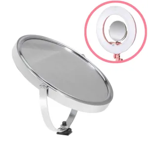 Double-Sided Swivel Polished Adjustable Makeup Selfie Mirror for LED Ring Light Stainless Steel and Glass