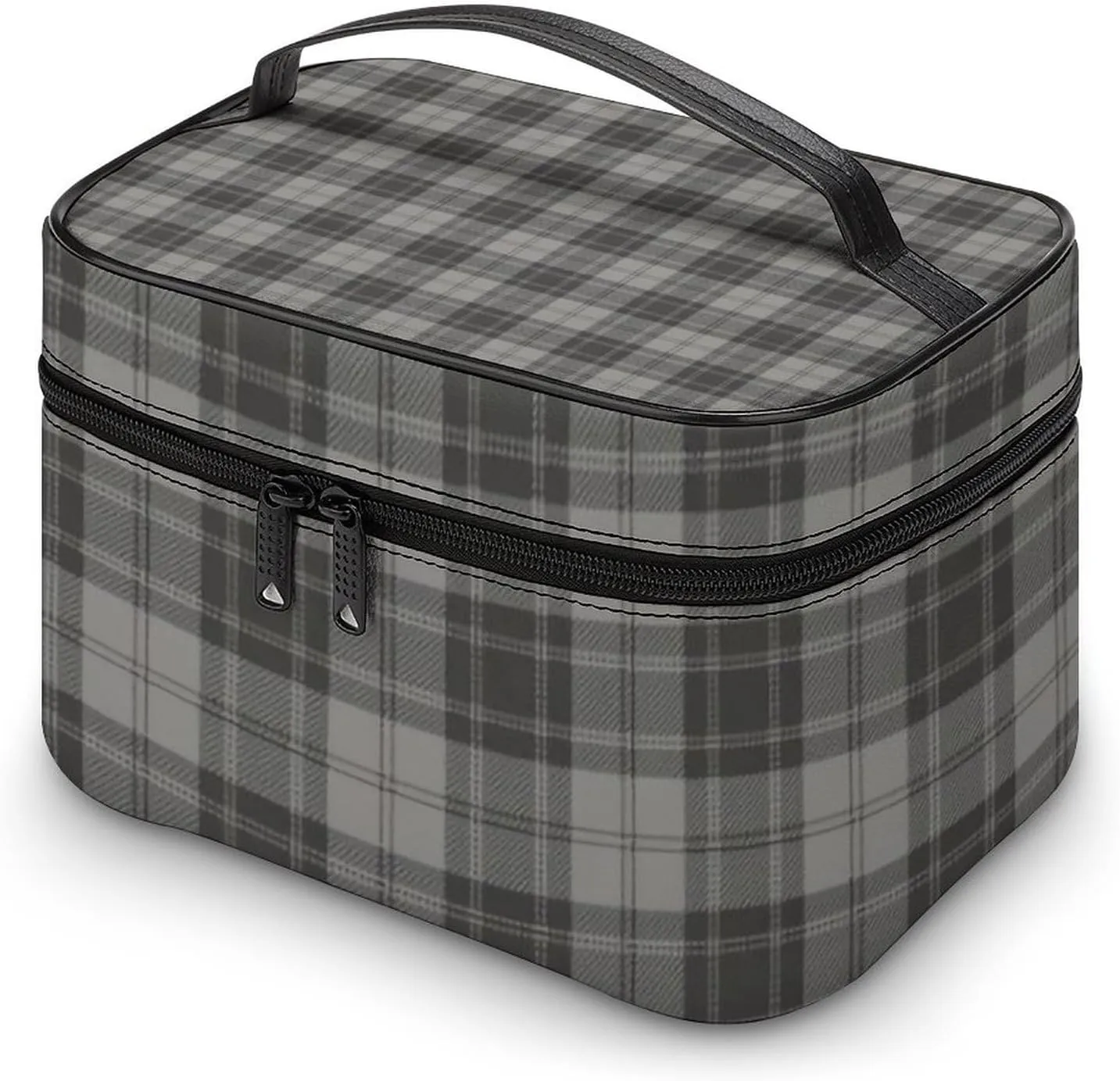 Douglas Grey Tartain Plaid Black Gray Large Capacity Soft And High-value Practical Makeup And Wash Bag