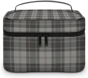 Douglas Grey Tartain Plaid Black Gray Large Capacity Soft And High-value Practical Makeup And Wash Bag