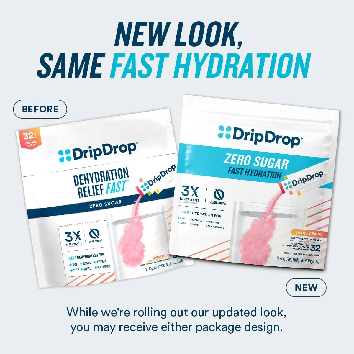DripDrop Sugar Free Hydration Packets - Zero Lemon Lime - Single Serve Electrolytes Powder Drink Mix - Non-GMO, Gluten Free, Vegan - 32 Sticks