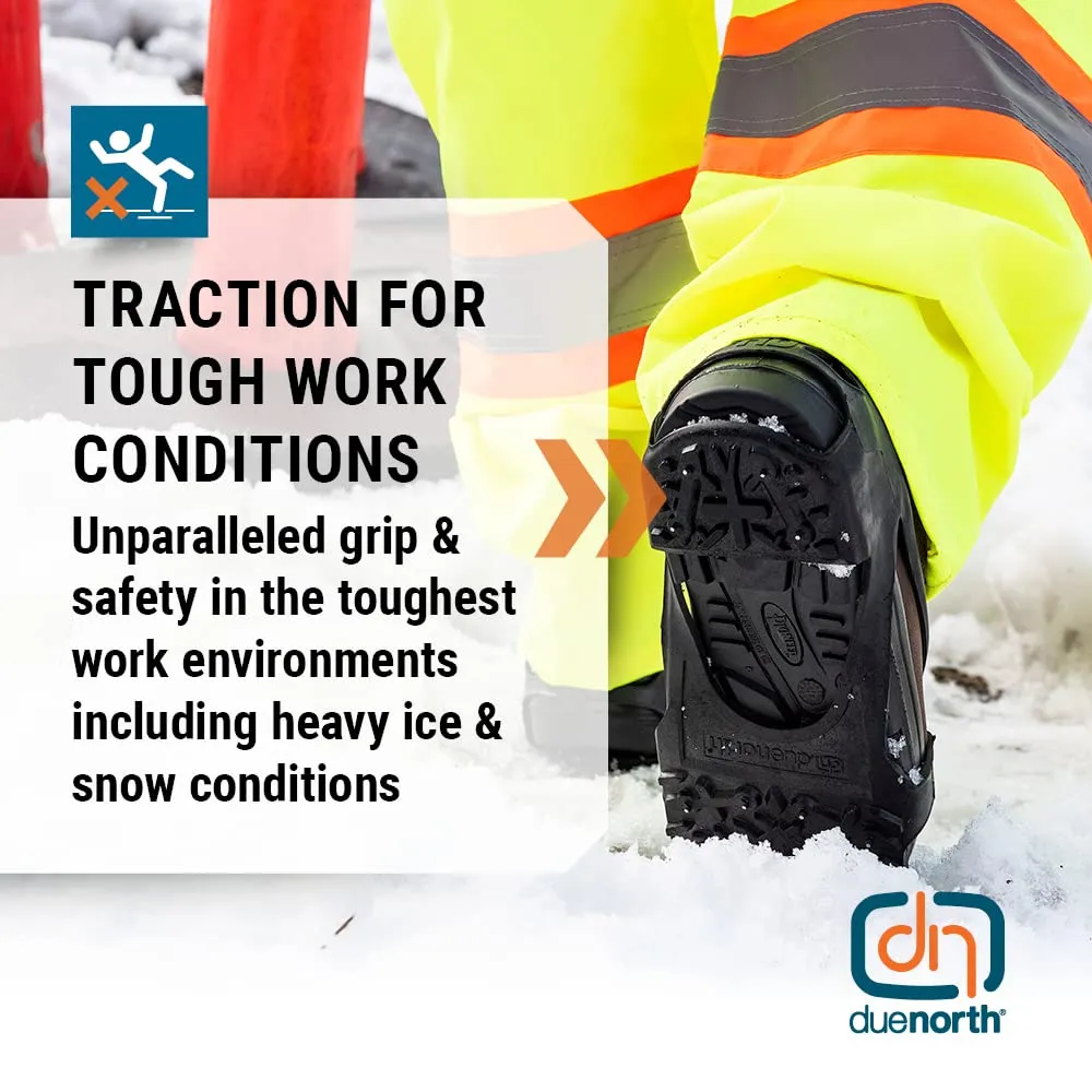 Due North Heavy Duty Ice Cleats for Traction on Snow & Ice - 28 Integrated Military Grade Tungsten Carbide Spikes (1 Pair)