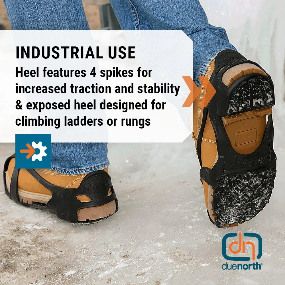 Due North Heavy Duty Ice Cleats for Traction on Snow & Ice - 28 Integrated Military Grade Tungsten Carbide Spikes (1 Pair)